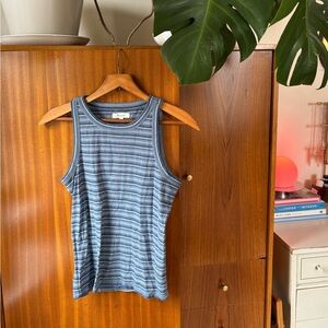 Madewell Striped Blue Ribbed Tank Top